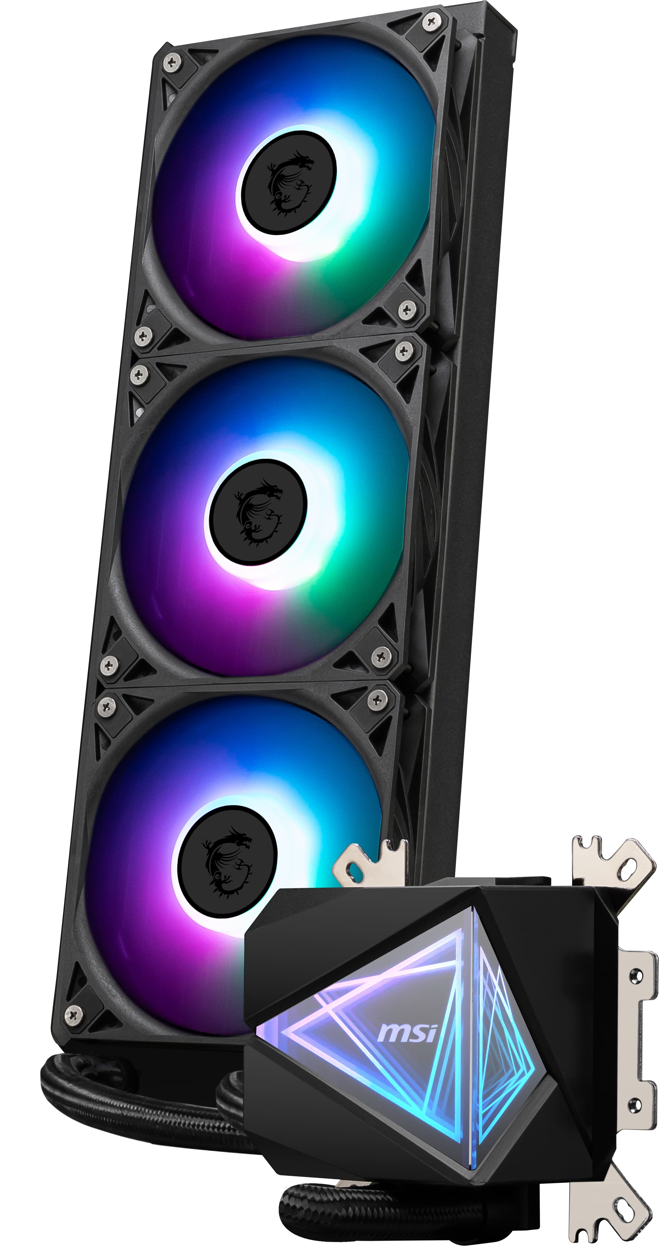 Alt View 13. MSI - MAG Core Liquid I360 ARGB Liquid CPU Cooler, 360mm Radiator, Tri 120mm PWN Fans, RGB lighting controled by software - Black.