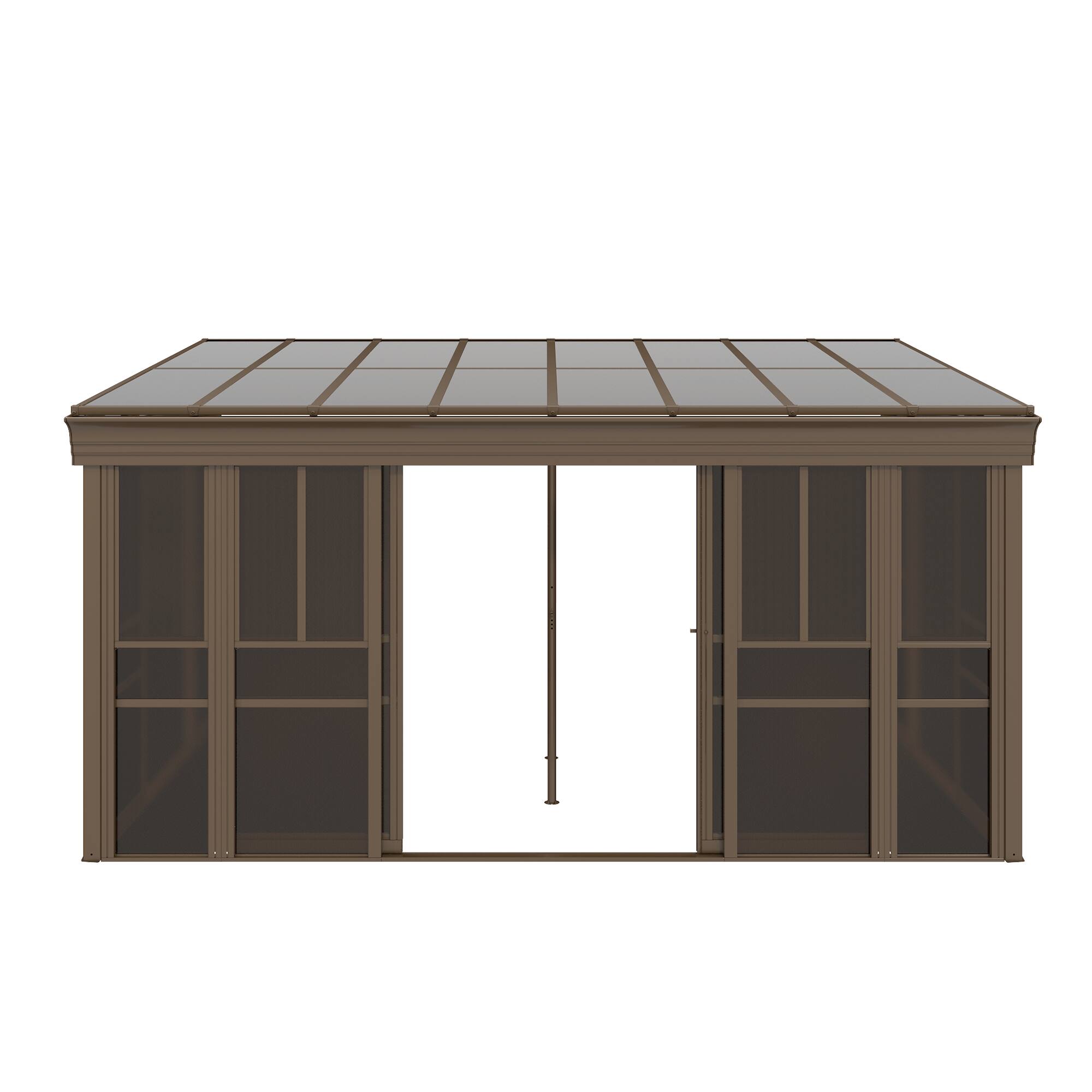 Alt View 5. U-HOMY - Brown Wall-Mounted Solarium Sunroom Kit with Sliding Doors and Adjustable Polycarbonate Windows - 10'x16'.