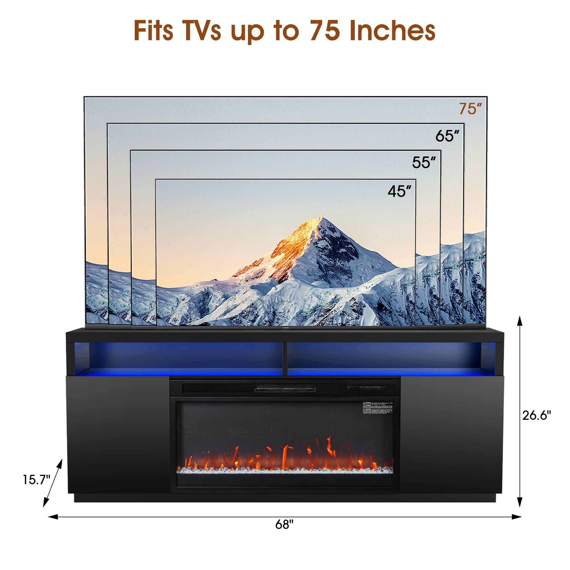 Fits TVs up to 75 Inches

- 75"
- 65"
- 55"
- 45"
- 26.6"
- 15.7"
- 68"