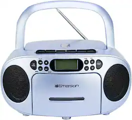 Emerson - Portable CD Player Boombox with Cassette Player Combo, Tape Recorder, AM/FM Radio, AUX Input, (EPB-3003 LTB) - Lite Blue