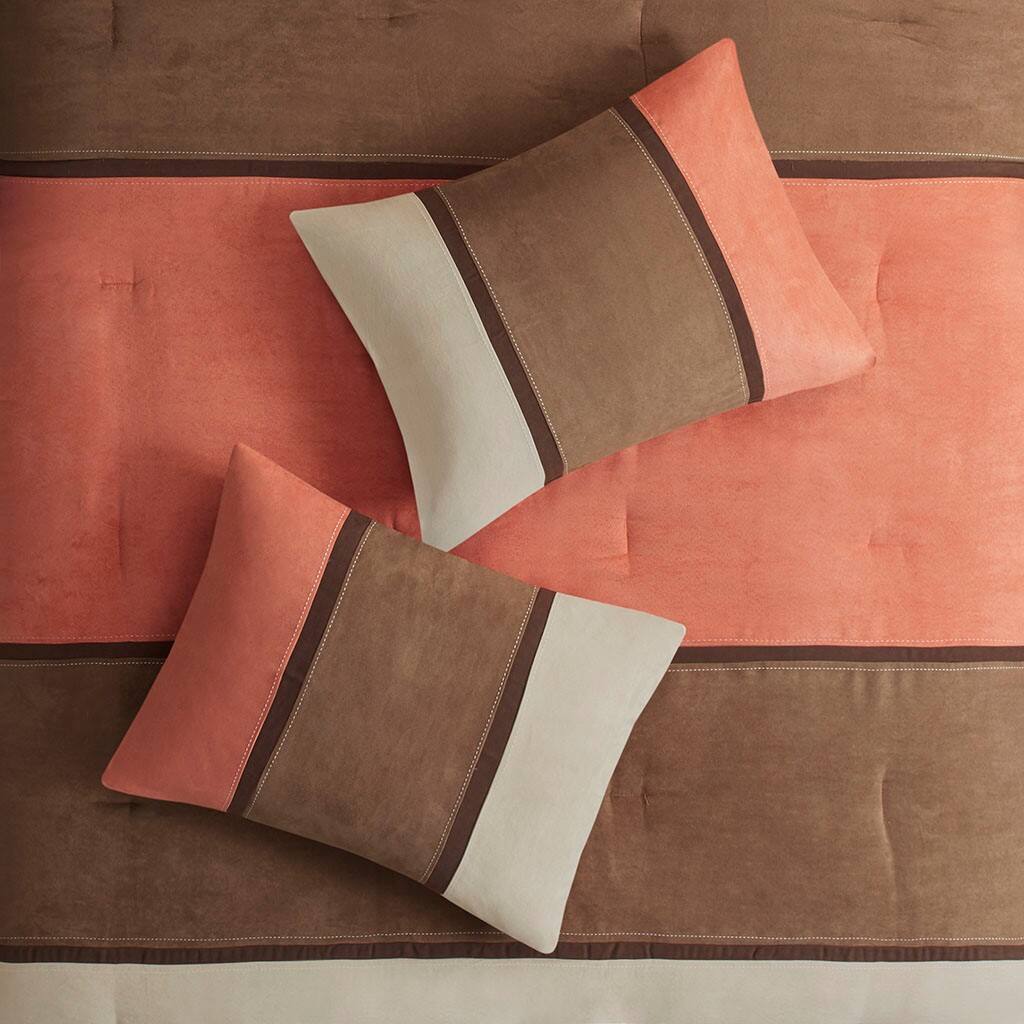 Alt View 1. Gracie Mills - Gracie Mills Kimberly 7-Piece Contemporary Microsuede Comforter Set - Coral.