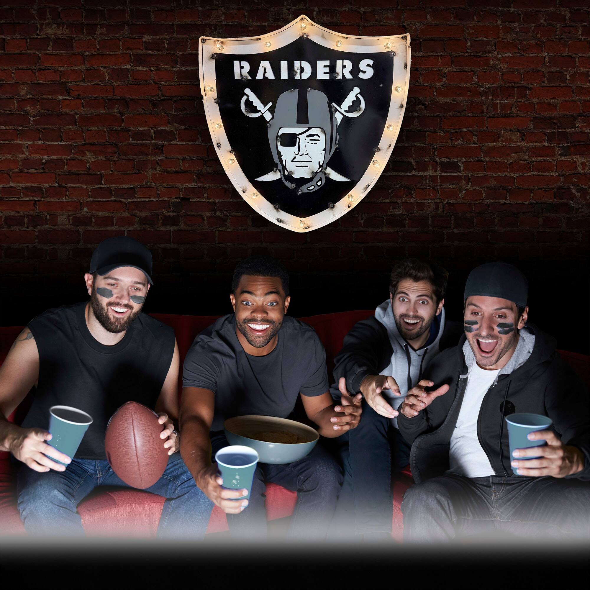 Alt View 1. Imperial - Las Vegas Raiders Logo Lighted Recycled Metal Sign - White.