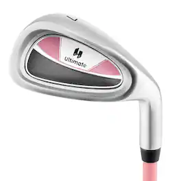 Costway - 33" Junior #7 Iron for Kids with Fiberglass Shaft & Headcover Individual Gold Club - Pink