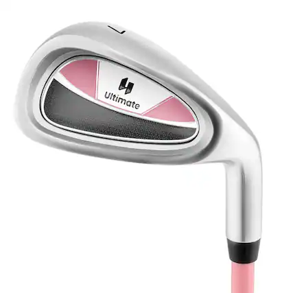 Front. Costway - Costway 33" Junior #7 Iron for Kids with Fiberglass Shaft & Headcover Individual Gold Club Pink - Pink.