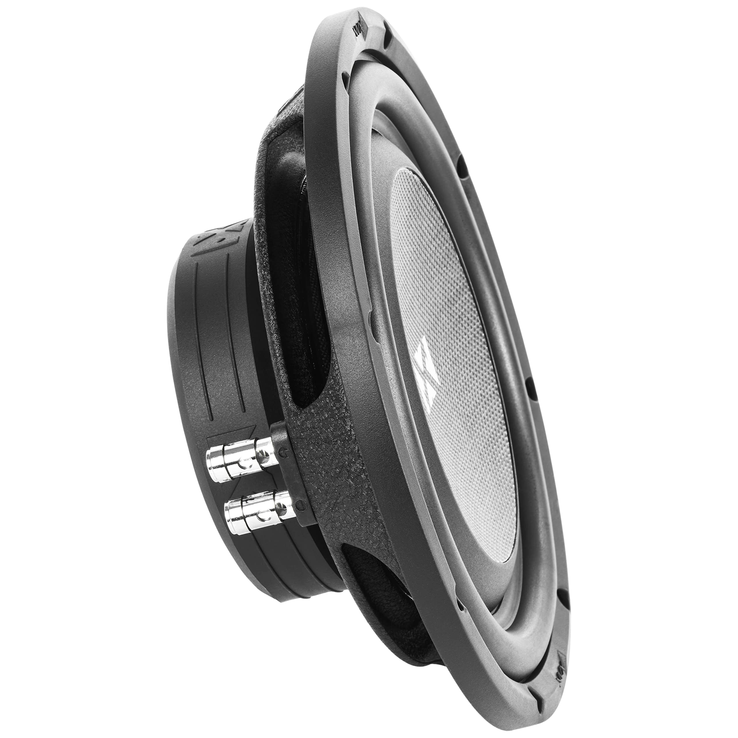 Back. NVX - SMW10D4 700W Peak (350W RMS) S-Series Shallow-Mount 10in Dual 4-Ohm Subwoofer.