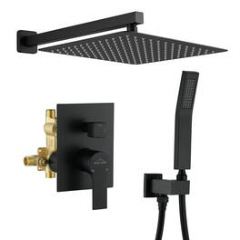 Boyel Living - 1-Spray Patterns with 2.5 GPM 12 in. Wall Mount Dual Shower Heads with Pressure Balance Valve - Matte Black