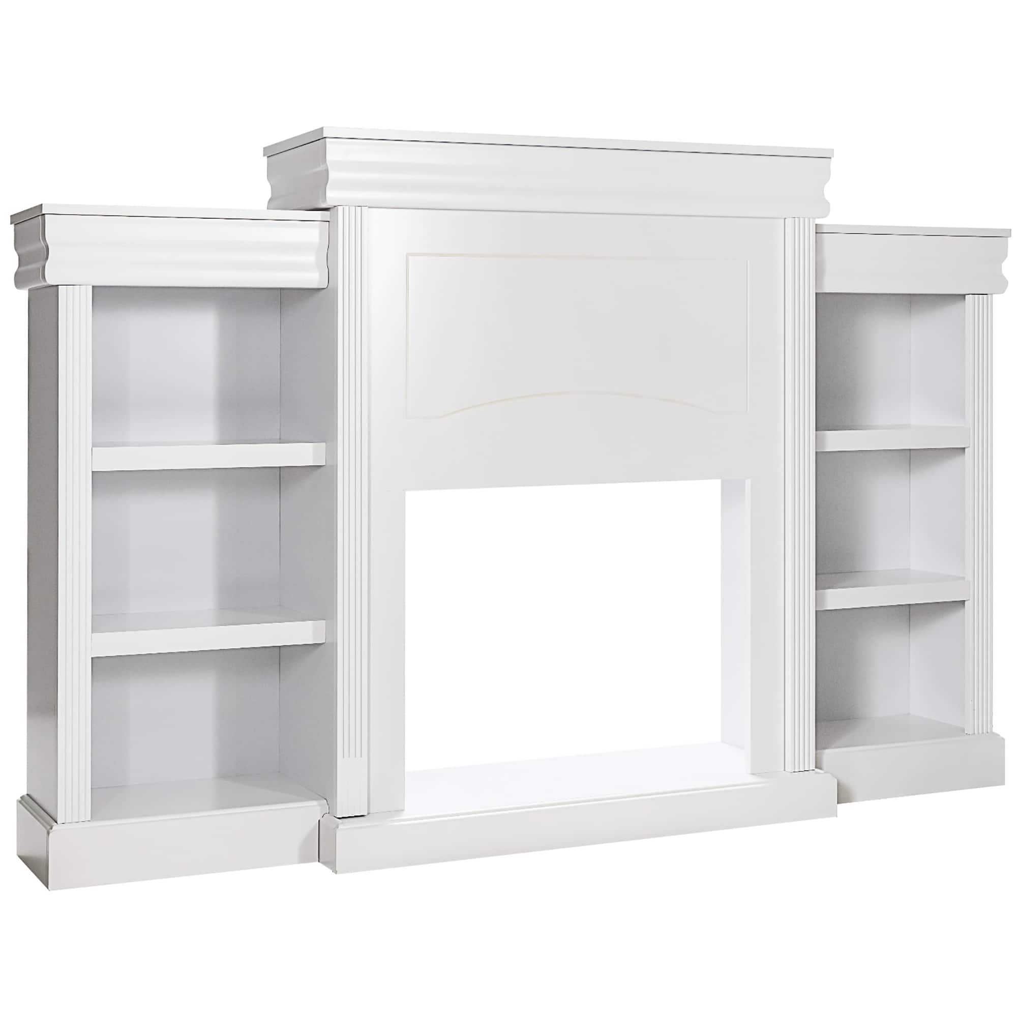 Front. Costway - Costway 70" Fireplace TV Stand Modern Media Entertainment Center Bookcase - White.