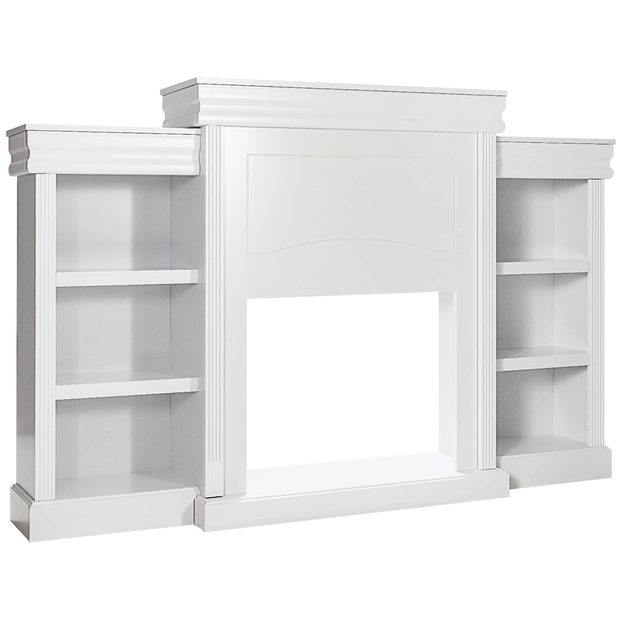 Front. Costway - Costway 70" Fireplace TV Stand Modern Media Entertainment Center Bookcase - White.