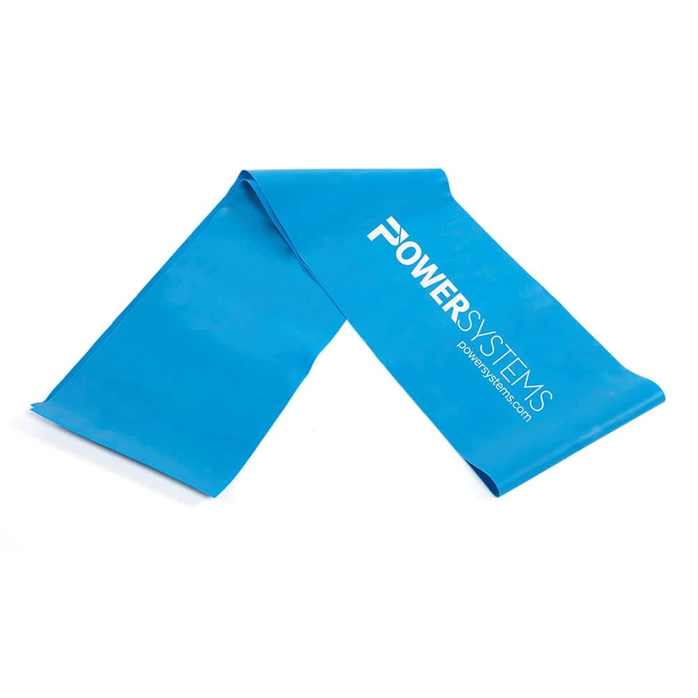Power Systems - Flat Band - 4ft Resistance Band (Heavy Resistance Level), Durable Latex Strength Band - Light Blue