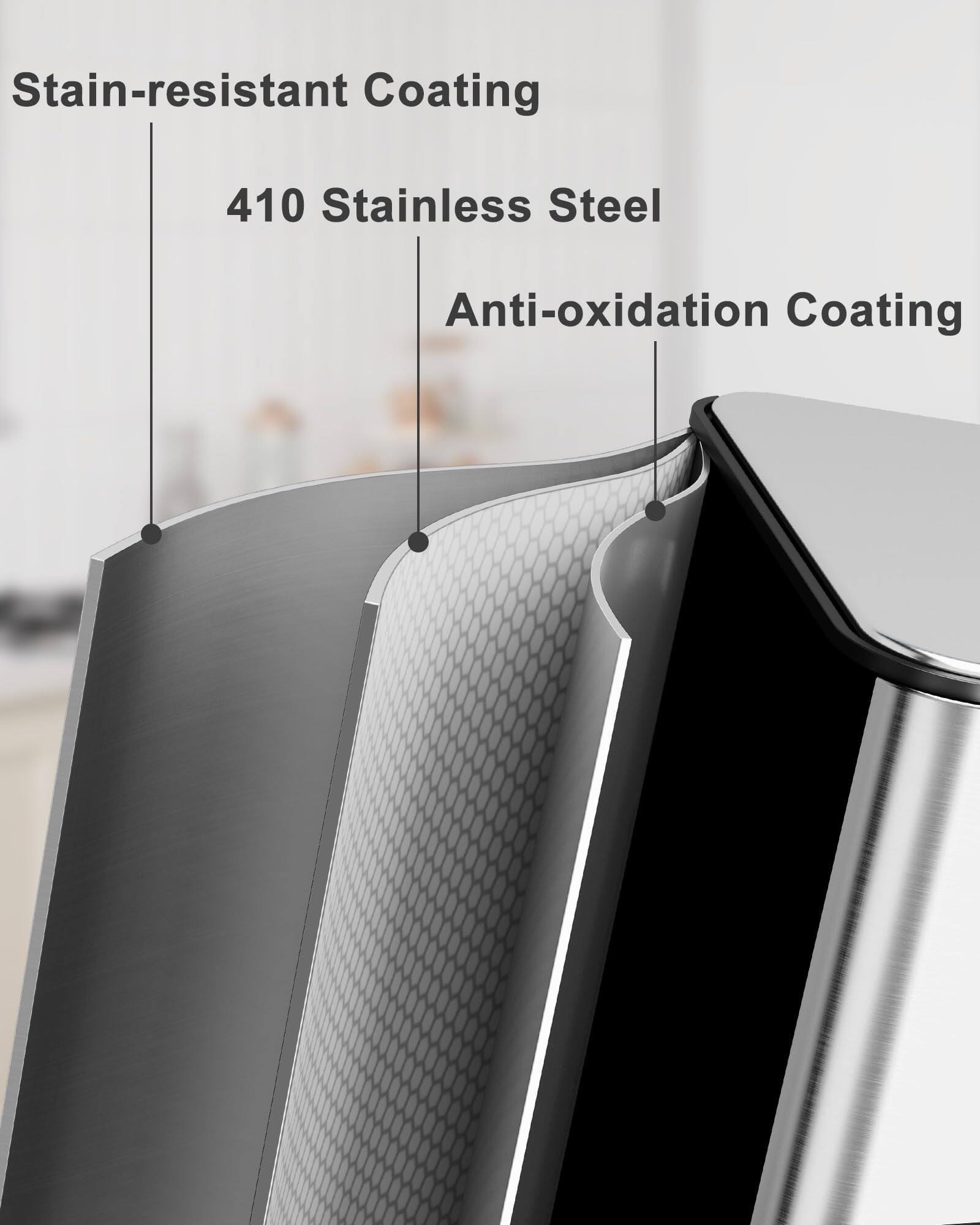 Stain-resistant Coating  
410 Stainless Steel  
Anti-oxidation Coating