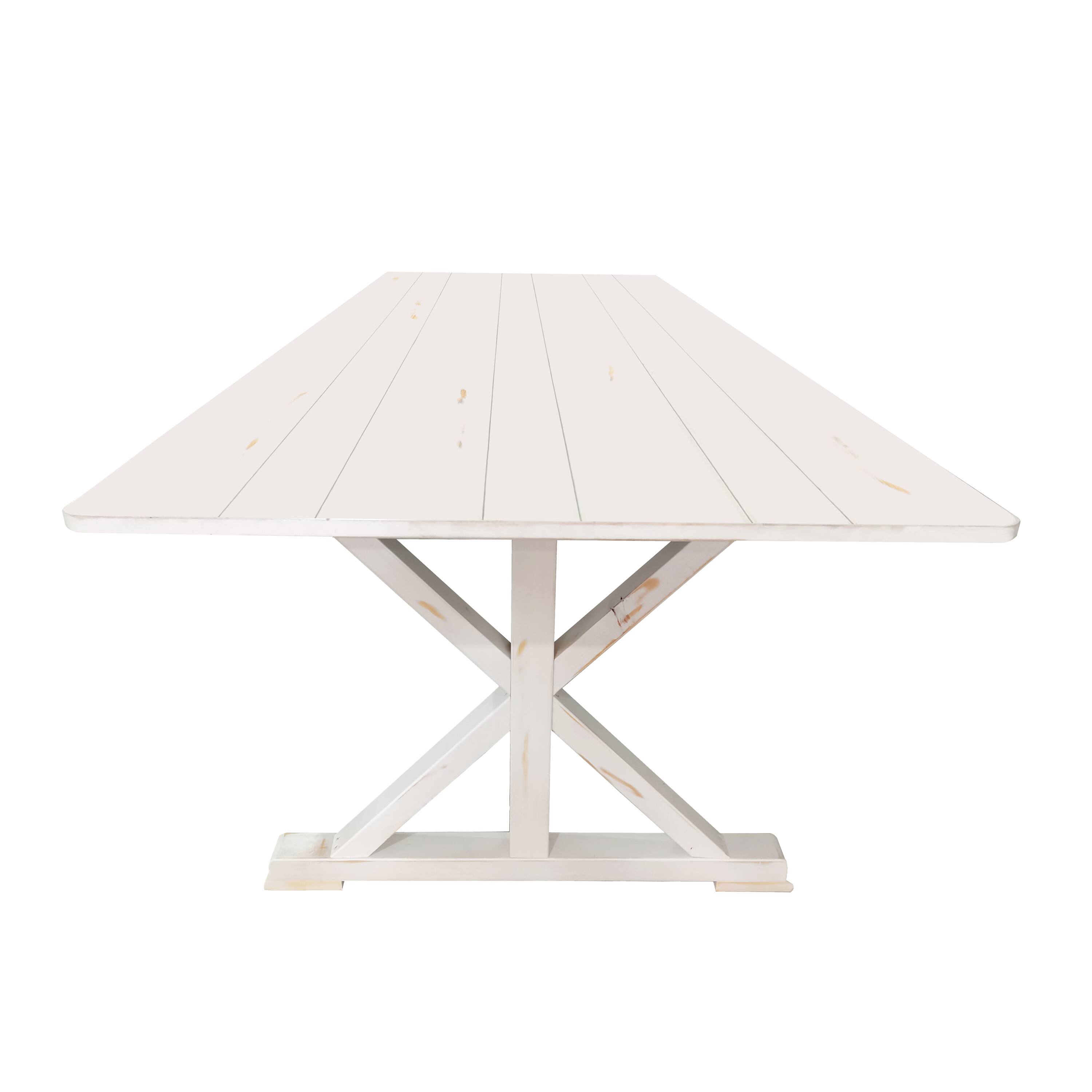 Left. Flash Furniture - HERCULES 9' x 40" Rectangular Antique Rustic White Solid Pine Folding Farm Table with X Legs - White.