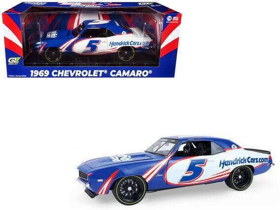 | T TUE ! C I GL -_NY i Wick | Hendrick Cars.com 5 1:18 LIMITED ADULT COLLECTIBLE . R Contact - - - velucte 1969 CHEVROLET CAMARO 6 V 9; Hendrick Cars.com 5