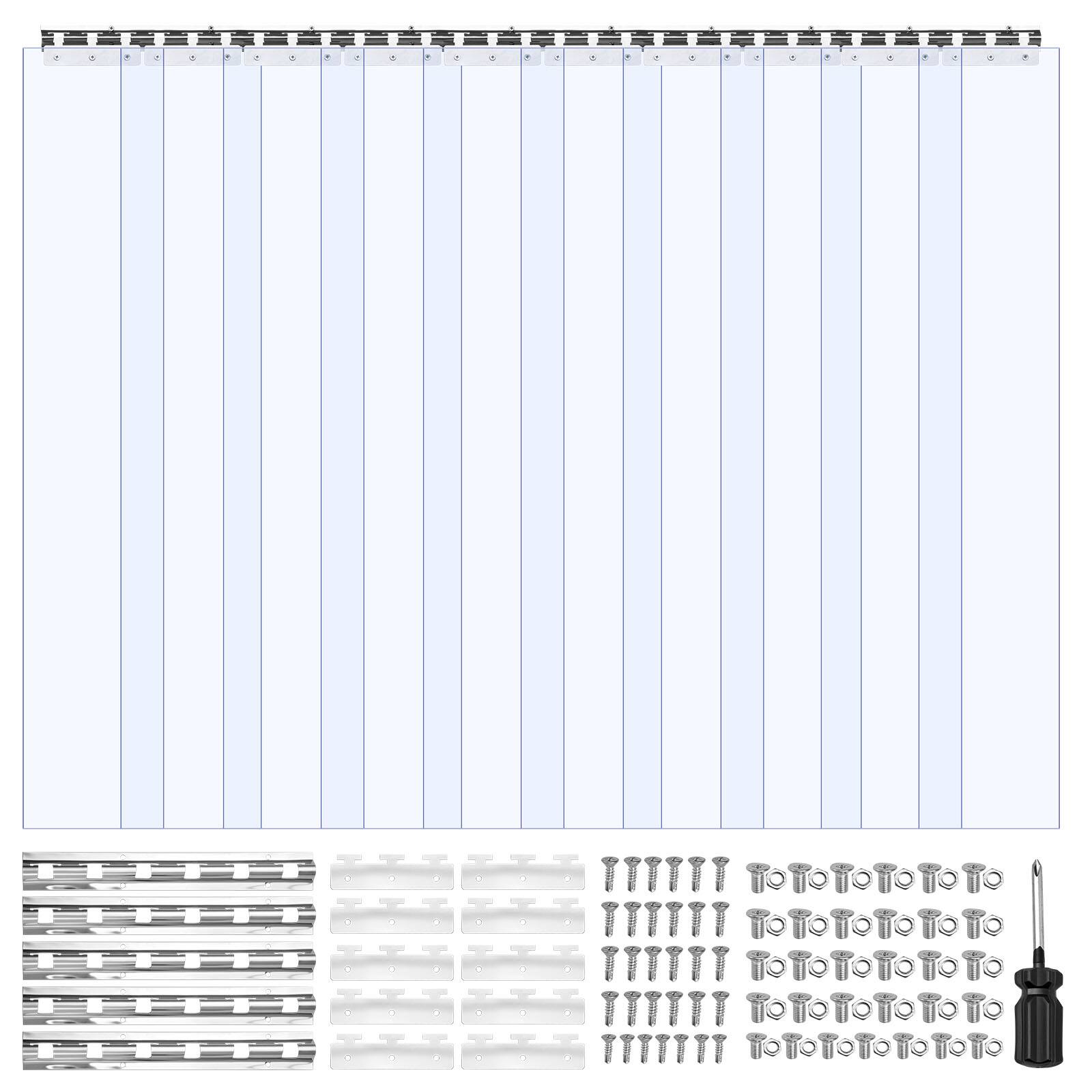 VEVOR - Clear PVC Strip Curtain, 96 in Height x 60 in Width x 0.08 in Thickness, 10 PCS Walk in Freezer Cooler Curtain Strips - Light blue