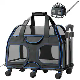 Katziela - Luxury Rider Pet Carrier with Removable Wheels and Telescopic Handle