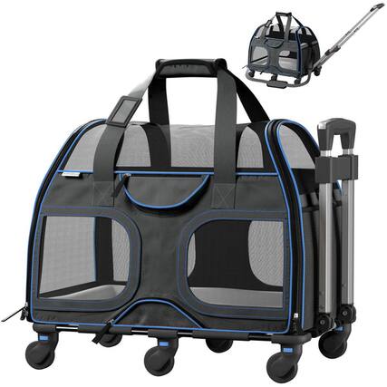 Front. Katziela - Luxury Rider Pet Carrier with Removable Wheels and Telescopic Handle.