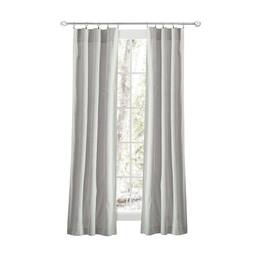 Ellis Curtain - Plaza Classic Ticking Stripe Printed 3" Rod Pocket Tailored Panel Pair with Tiebacks 56" x 84" - Sage