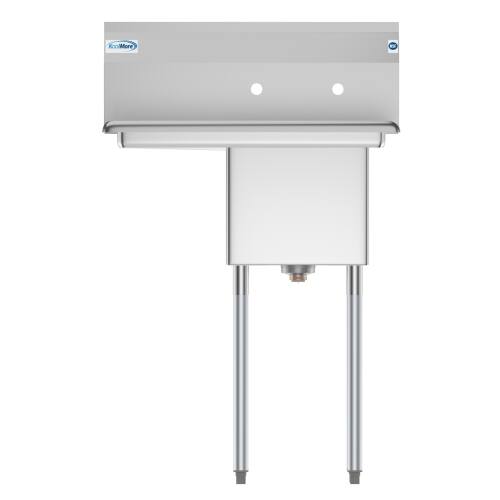 Alt View 4. Koolmore - 29 in. One compartment Stainless Steel  Restaurant Sink with Drainboard, Bowl Size 14" x 16" x 11" - Stainless Steel.