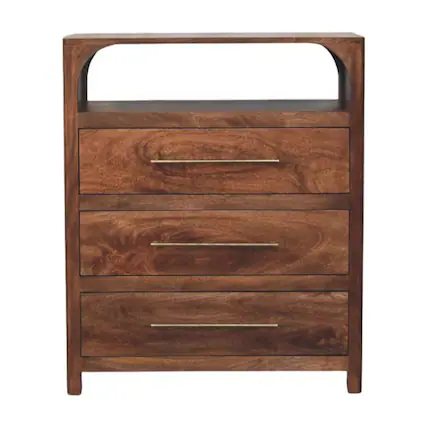 Front. Artisan Furniture - Artisan Furniture Solid Wood Arc-Line 3 Drawer Chest, Brown - Brown.