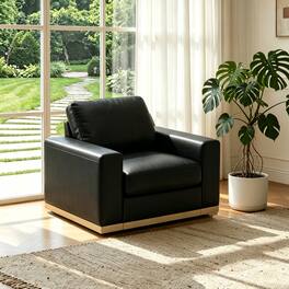 Dyonery - 42" Modern Single Sofa ,Deep Seat Modular Couch,Solid Wood Frame,Spring Cushions,Easy Assembly,Green,PU Black - Black Faux Leather