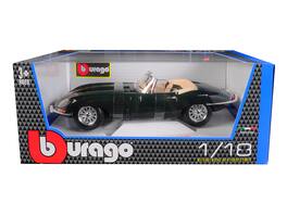 1961 Jaguar E Type Convertible 1/18 Diecast Model Car by Bburago - Green
