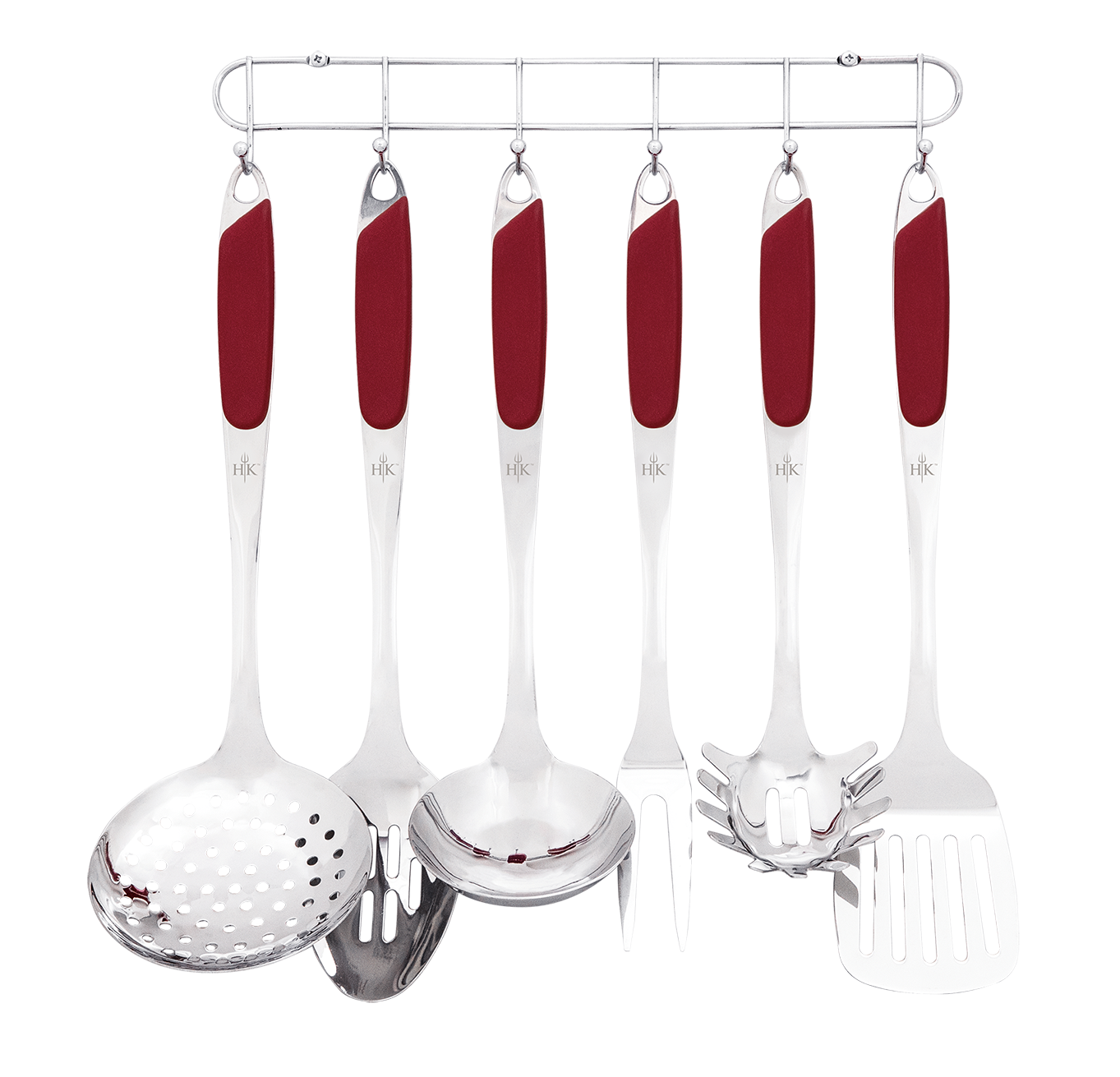 Hell's Kitchen Cookware - Hell's Kitchen 6-Piece Stainless Kitchen Utensil Set - Red