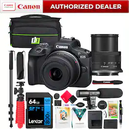 Canon - EOS R100 Mirrorless Camera with RF-S 18-45mm F4.5-6.3 IS STM Lens Kit Pro Bundle