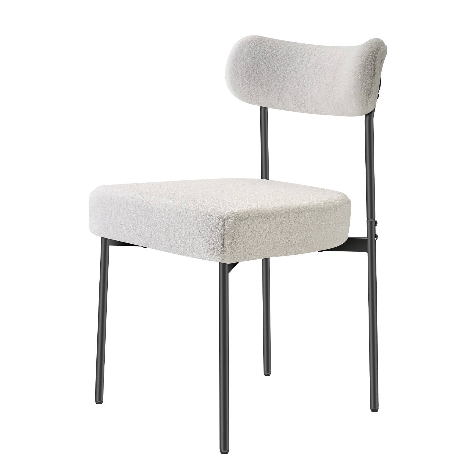 Alt View 5. VEVOR - Boucle Dining Chairs Set of 6, Mid Century Modern Sherpa Accent Chairs, Upholstered Side Chair for Dining Table - White.