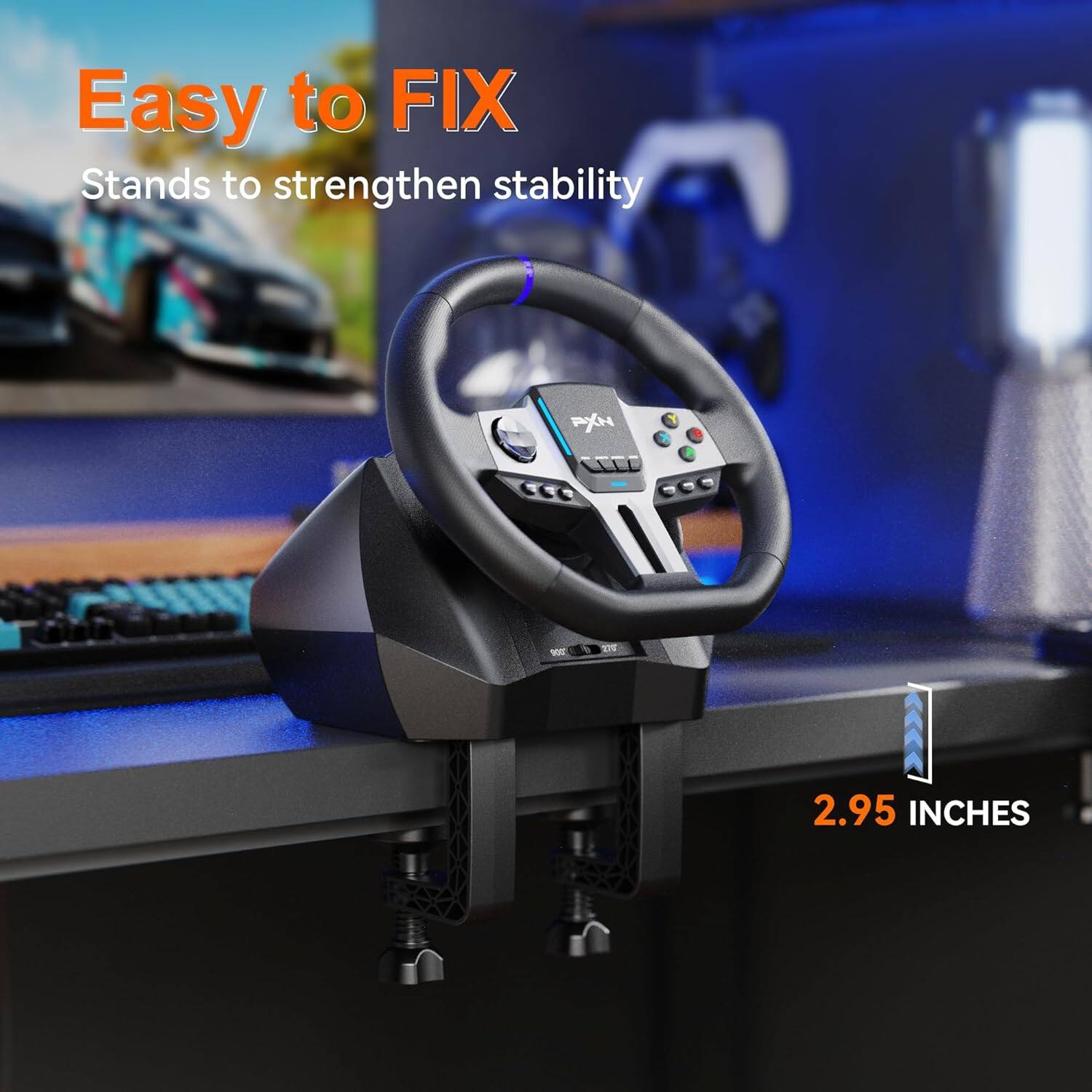 PXN V900 Gen2 Multi Platform Racing Steering Wheel with 270°/900
