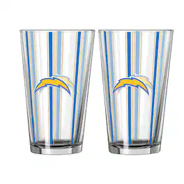 Logo Brands - Los Angeles Chargers Two-Piece 16oz. Striped Pint Glass Set - Multicolor