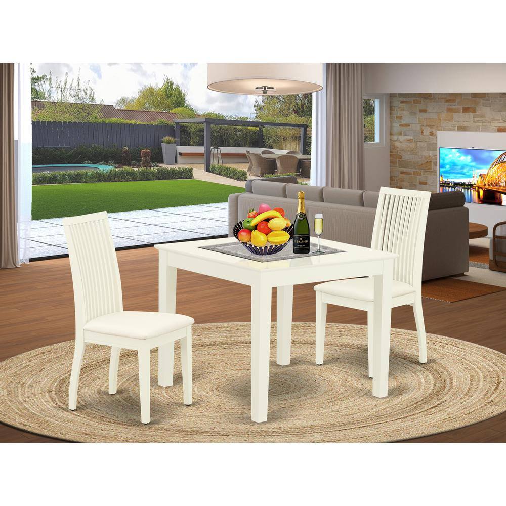 Left. East West Furniture - Dining Room Set Linen White - Brown.
