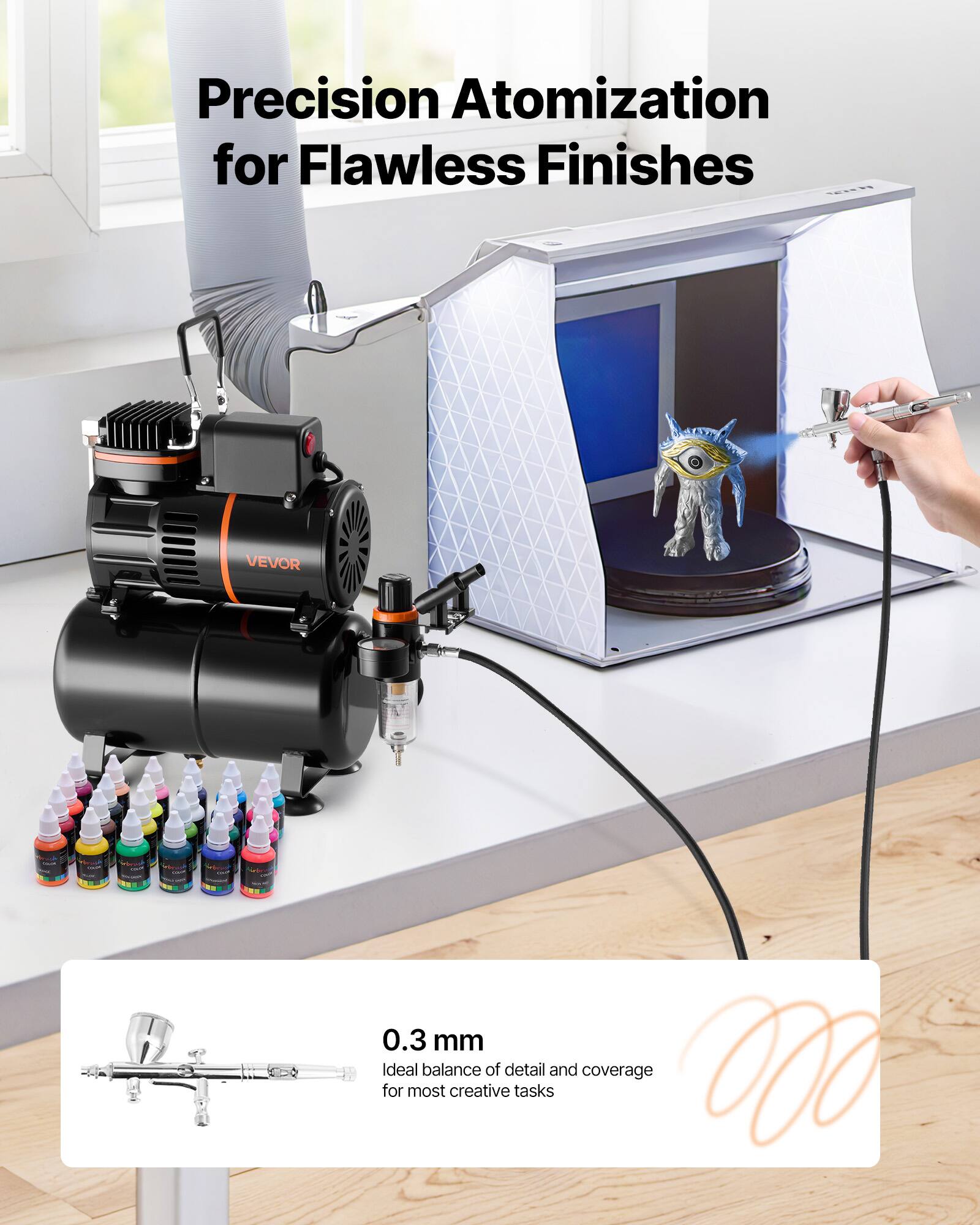 Precision Atomization for Flawless Finishes

0.3 mm

Ideal balance of detail and coverage for most creative tasks