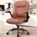 Front. KERDOM - Small Ergonomic Office Chair, PU Leather Computer Desk Chair w Lumbar Support, 360° Swivel & Adjustable Armrests - Brown.