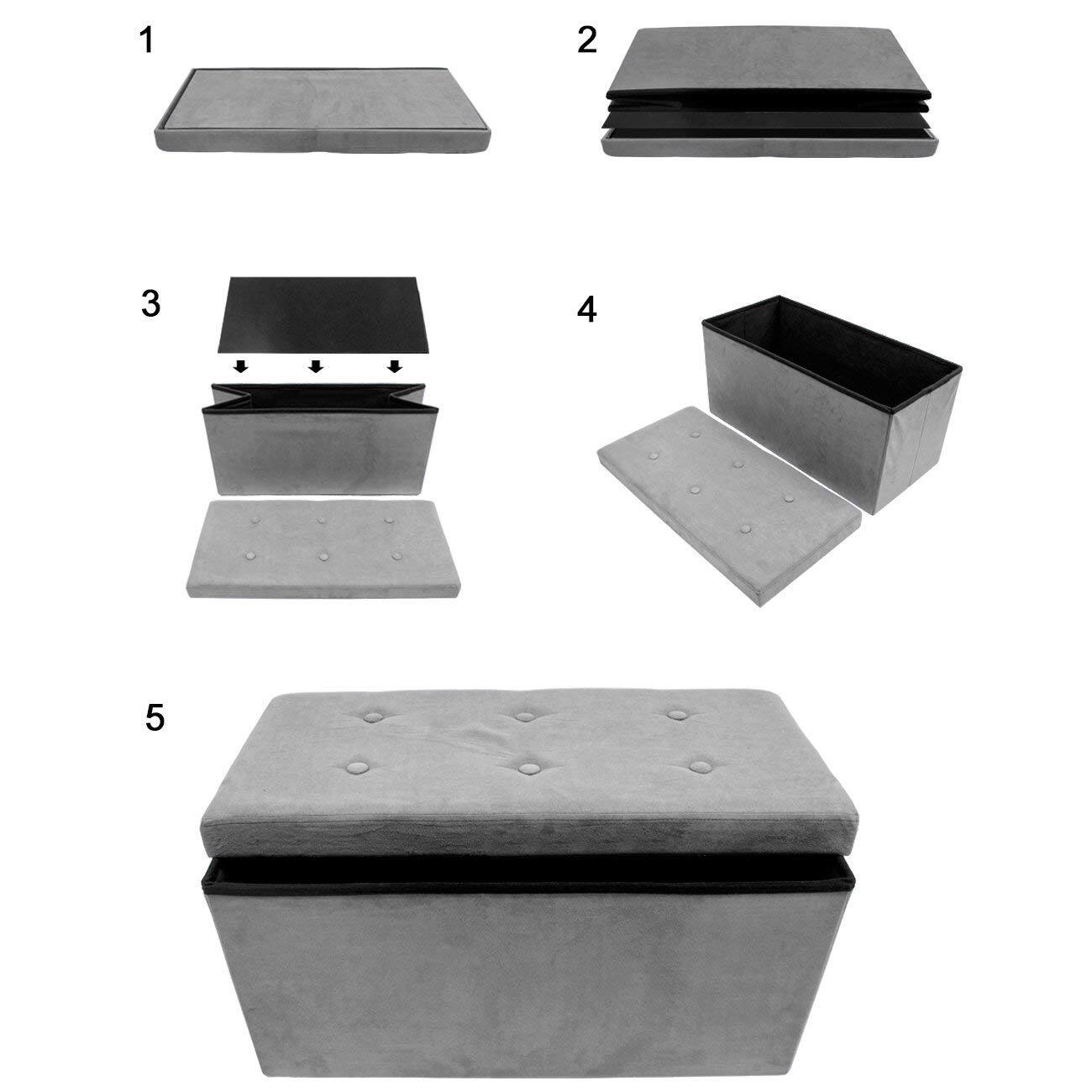Alt View 4. Sorbus - Sorbus Storage Ottoman Bench, Collapsible/Folding Bench Chest with Cover, Perfect Toy and Shoe Chest, Hope Chest - Gray.