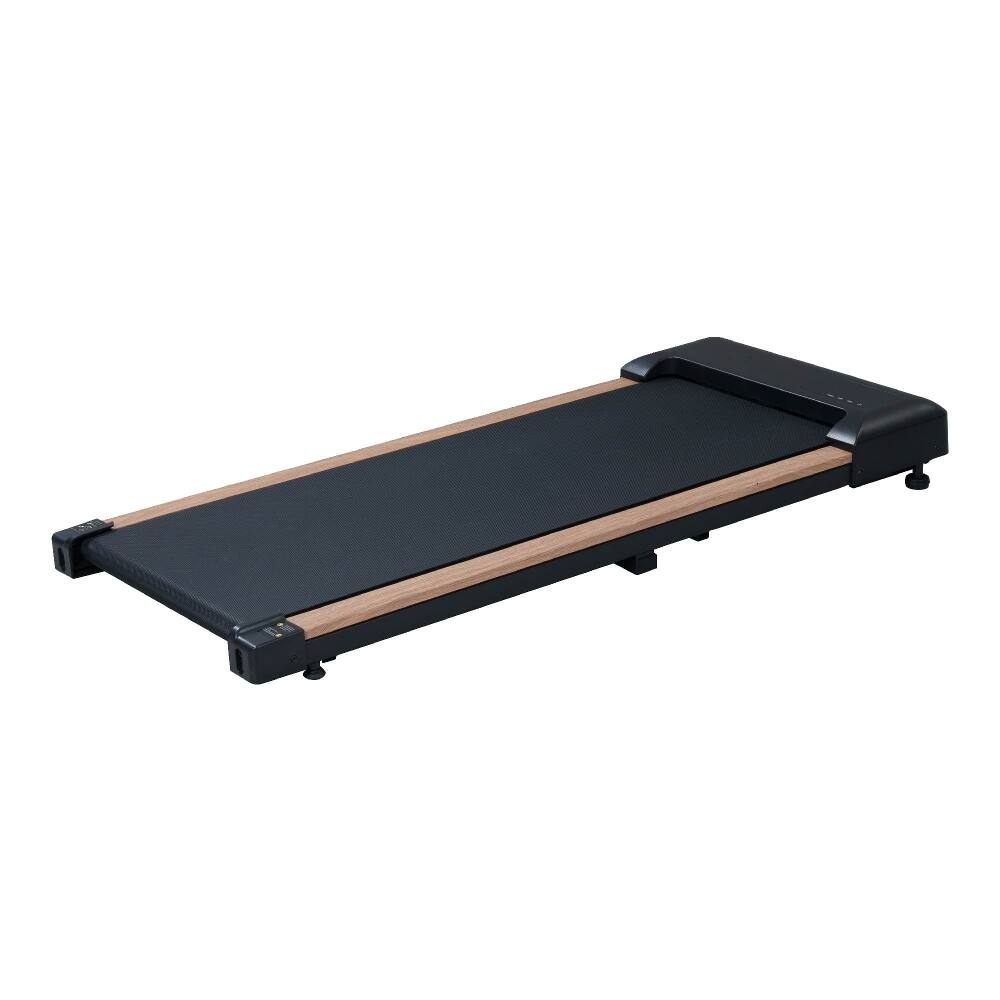 Left. Loheer - Loheer 2.25HP Under Desk Treadmill Portable Wood Walking Pad Compact Running Machine with Remote LED Display Black - Black.