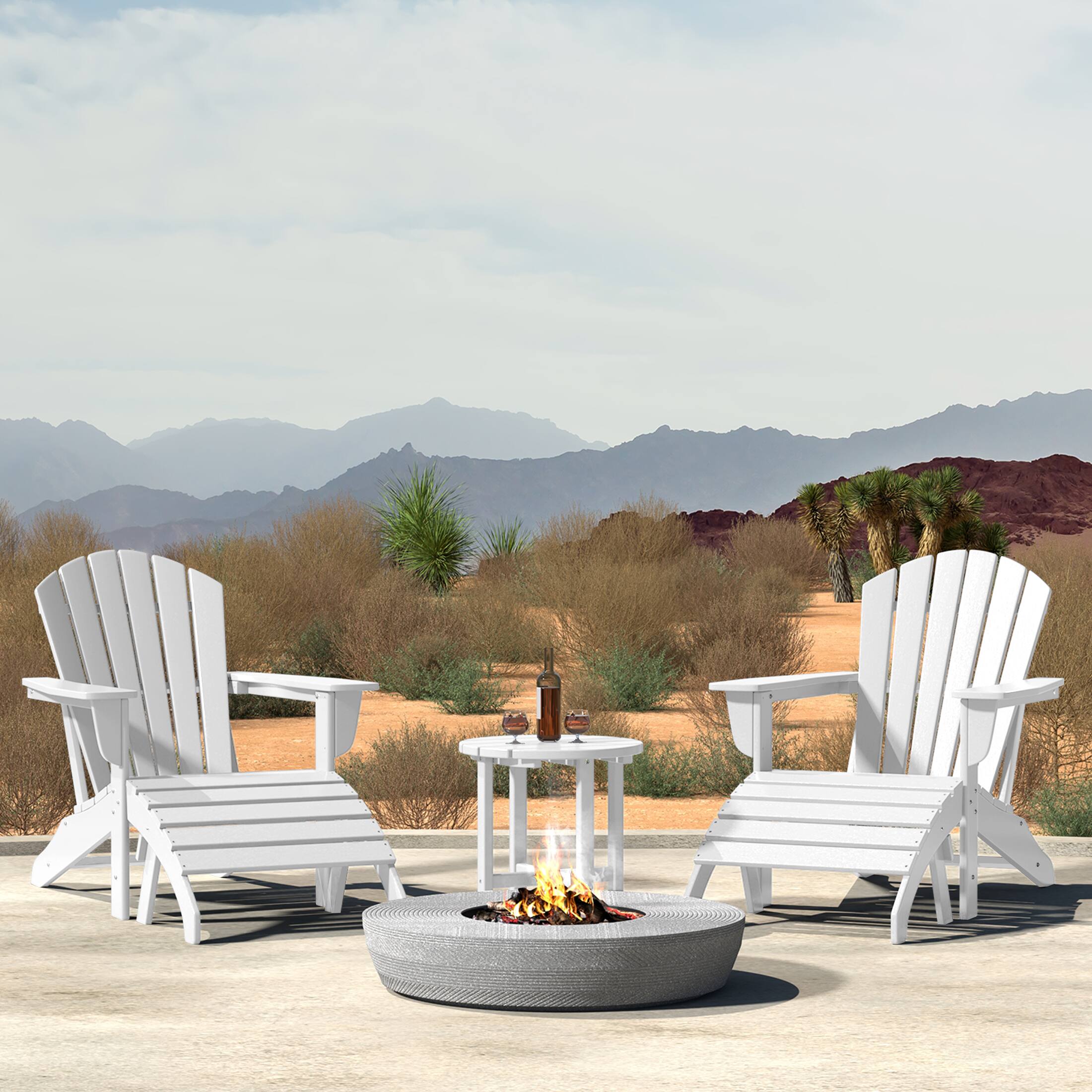 Angle. WestinTrends - WestinTrends Dylan Outdoor Adirondack Chair With Ottoman And Side Table 5-Piece Set - White.