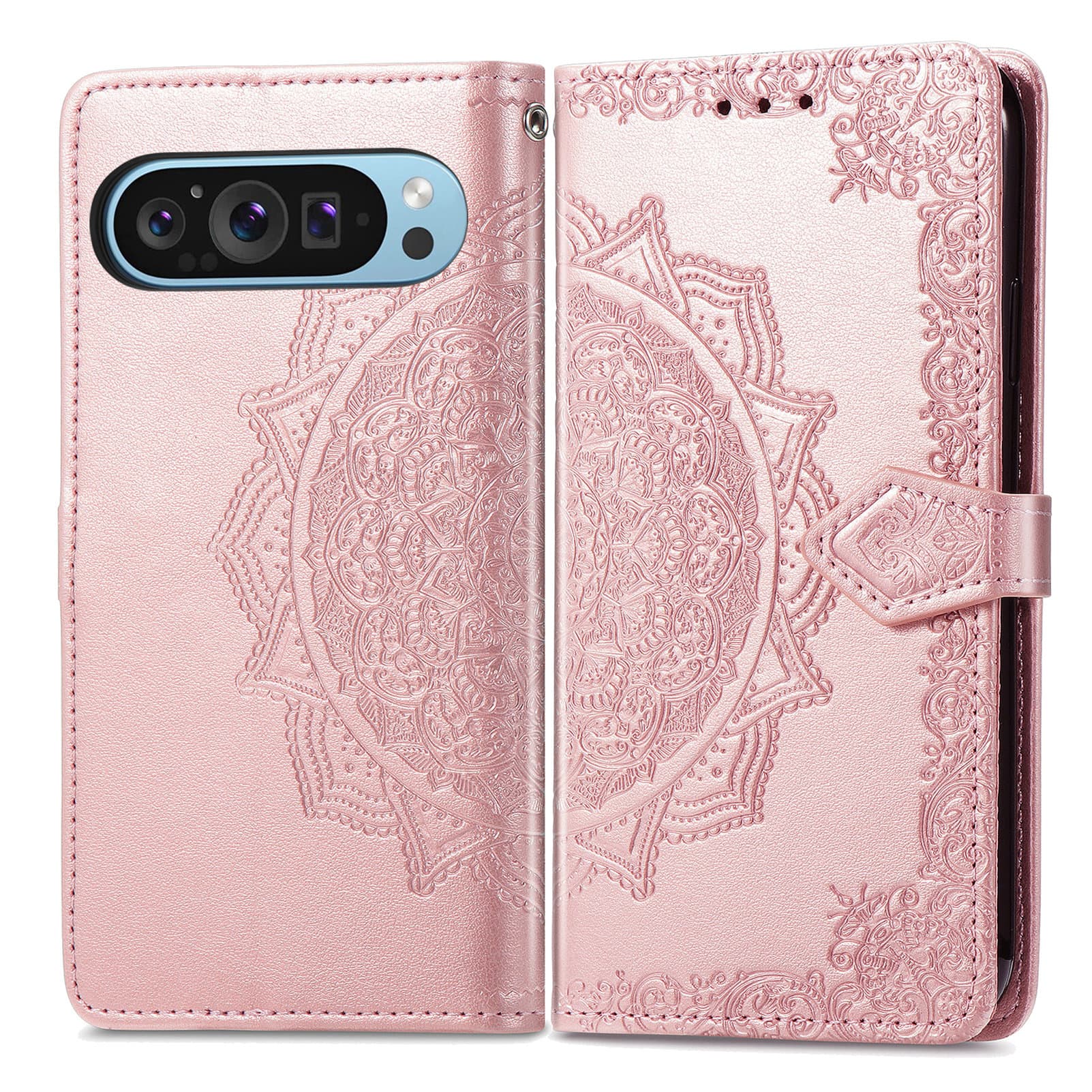 Dteck - Magnetic Embossed Case For Google Pixel 10 Pro/10, Shockproof Card Slots Stand PU Leather Flip Protective Cover - Rosegold price history on PriceWatchPro