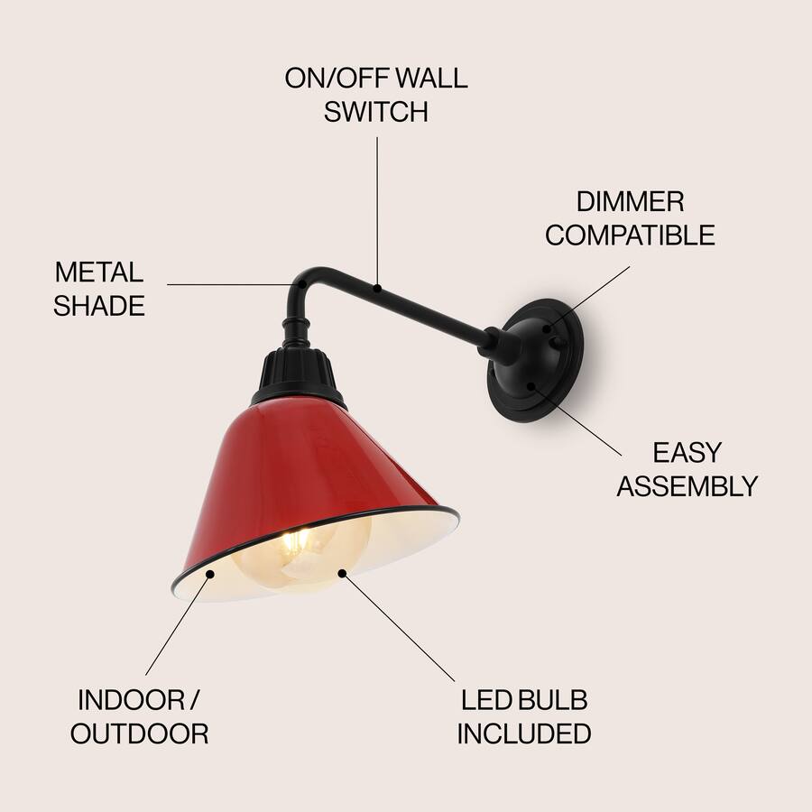 Jonathan Y Croydon 9.63" 1 Light Farmhouse Industrial Indoor/Outdoor ...