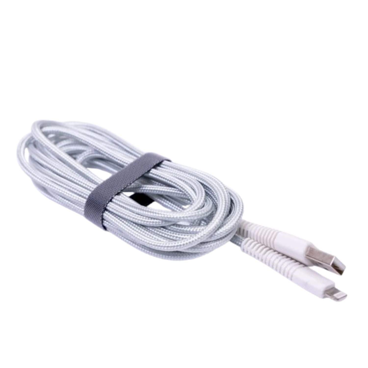 Front. Stock Preferred - 1x 10ft Nylon Braided Lightning Cable for iPhone 14/13/12/11/X/Pro Max – Fast Charging & Data Sync.