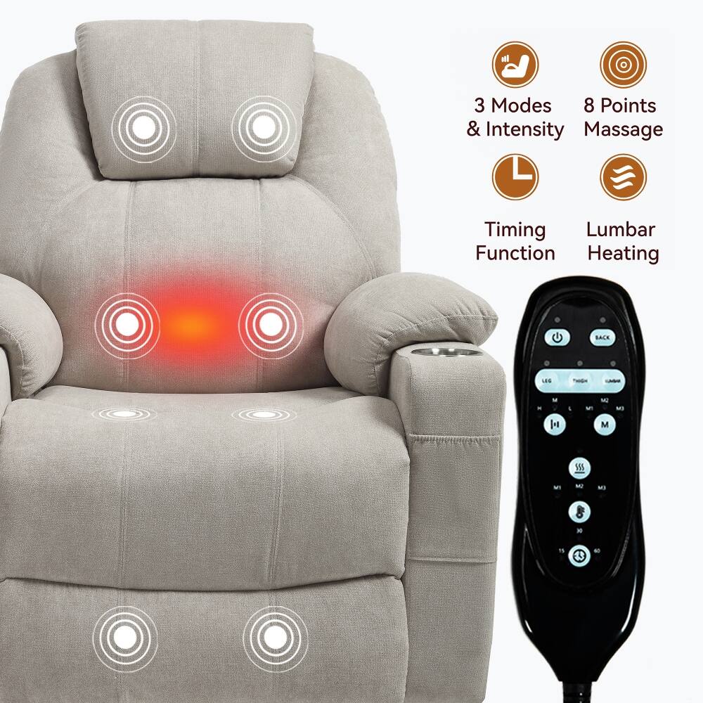 3 Modes & Intensity Massage  
8 Points  
Timing Function  
Lumbar Heating  

BACK  
LEG  
THIGH  

M  
M  
I  
IM  
M2  
MJ  
M  
MI  

MJ  
XI  
15  
40