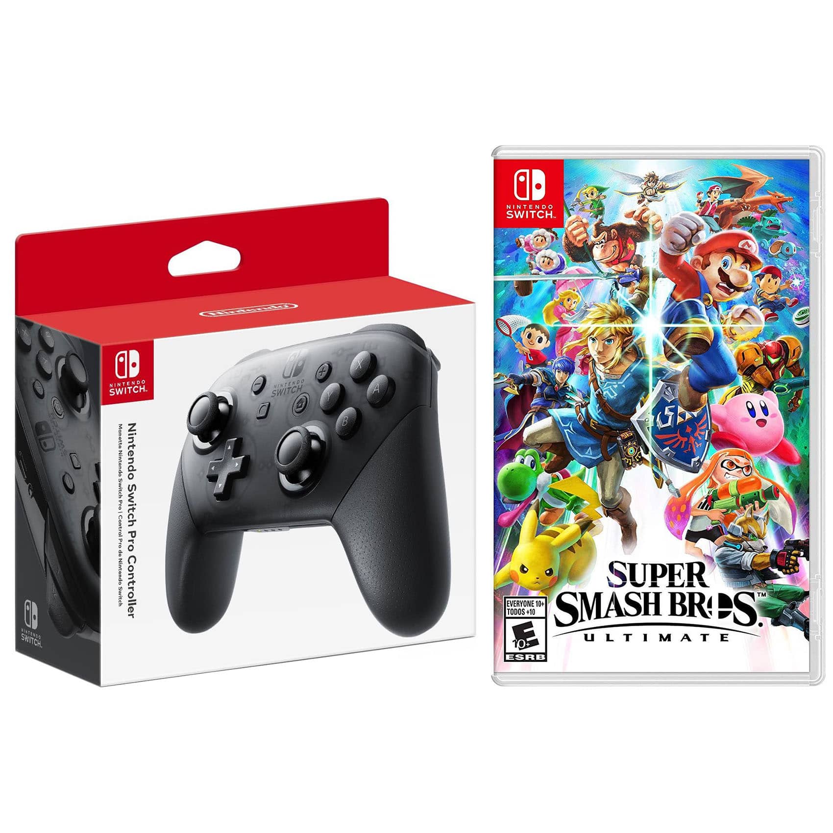 Super Smash Bros Ultimate and Pro Controller Bundle for Nintendo Switch - Nintendo Switch, Nintendo Switch – OLED Model