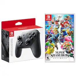 Super Smash Bros Ultimate and Pro Controller Bundle for Nintendo Switch - Nintendo Switch, Nintendo Switch – OLED Model