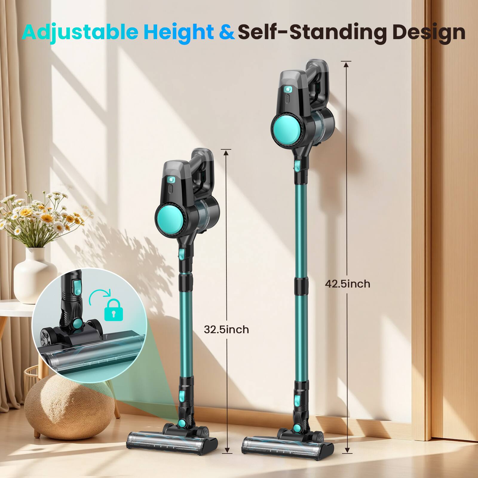 INSE Cordless Vacuum Cleaner, Powerful Suction Vacuum with
