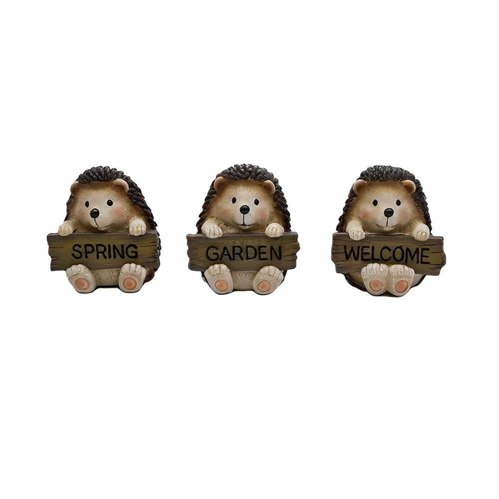 FC Design - 3-PC Set 2.75"H Hedgehog Sitting with Signs Figurine Statue Office Desk Tabletop Home Decor Gift - Multi-Color