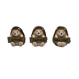 FC Design - 3-PC Set 2.75"H Hedgehog Sitting with Signs Figurine Statue Office Desk Tabletop Home Decor Gift - Multi-Color