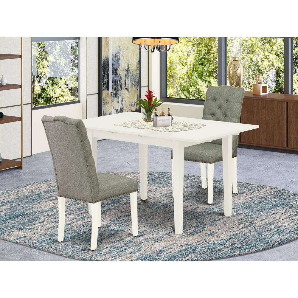 Back. East West Furniture - Dining Table- Parson Chairs - Brown.