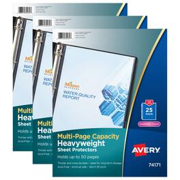 Avery - Clear Heavyweight Multi-Page Capacity Sheet Protectors Holds 8-1/2" x 11" Sheets Top Load 25 Per Pack 3 Packs