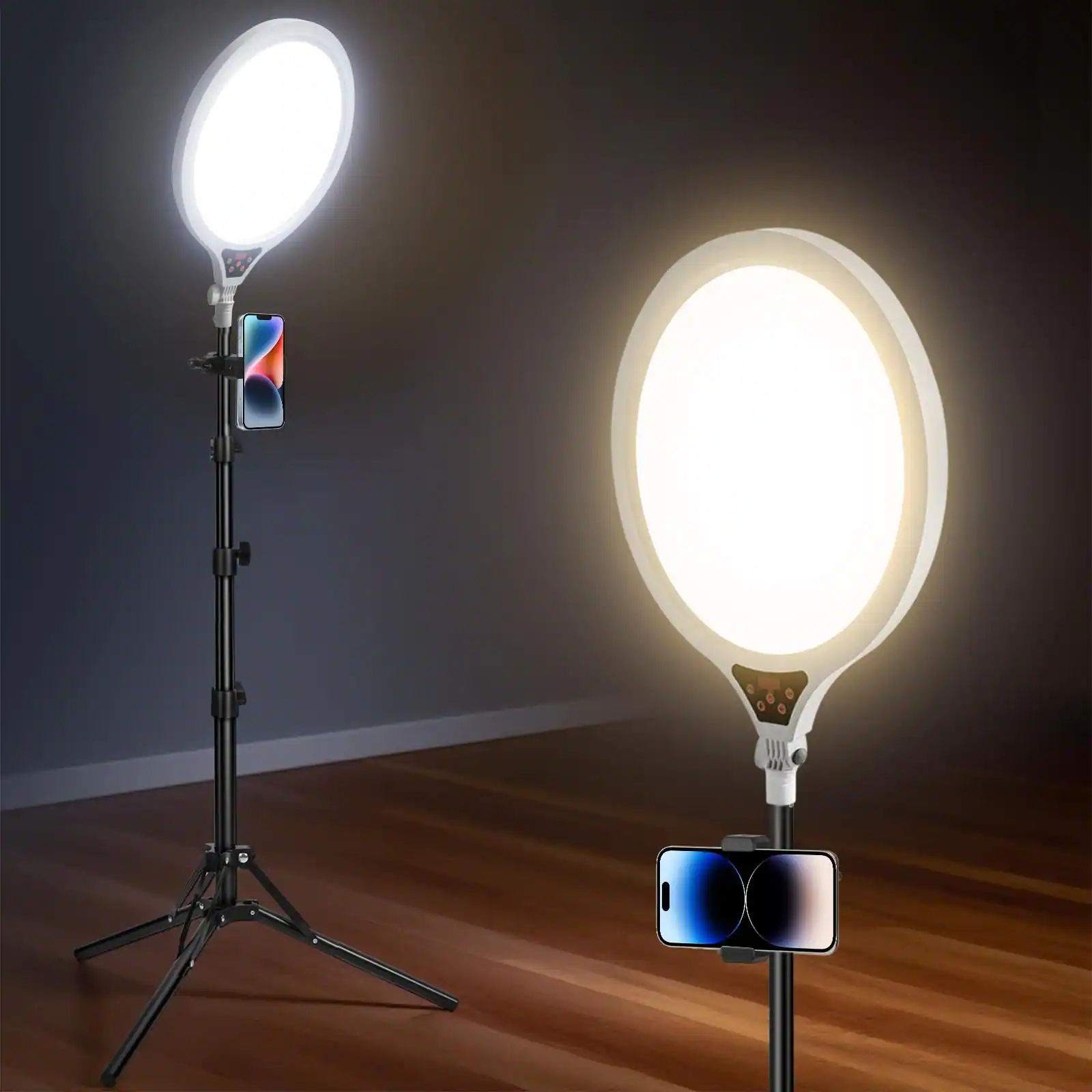 Front. METALTON - Ring Light Tripod For Professional With Stand Phone Holder Adjustable Height Video Recording Photography Li... - White.