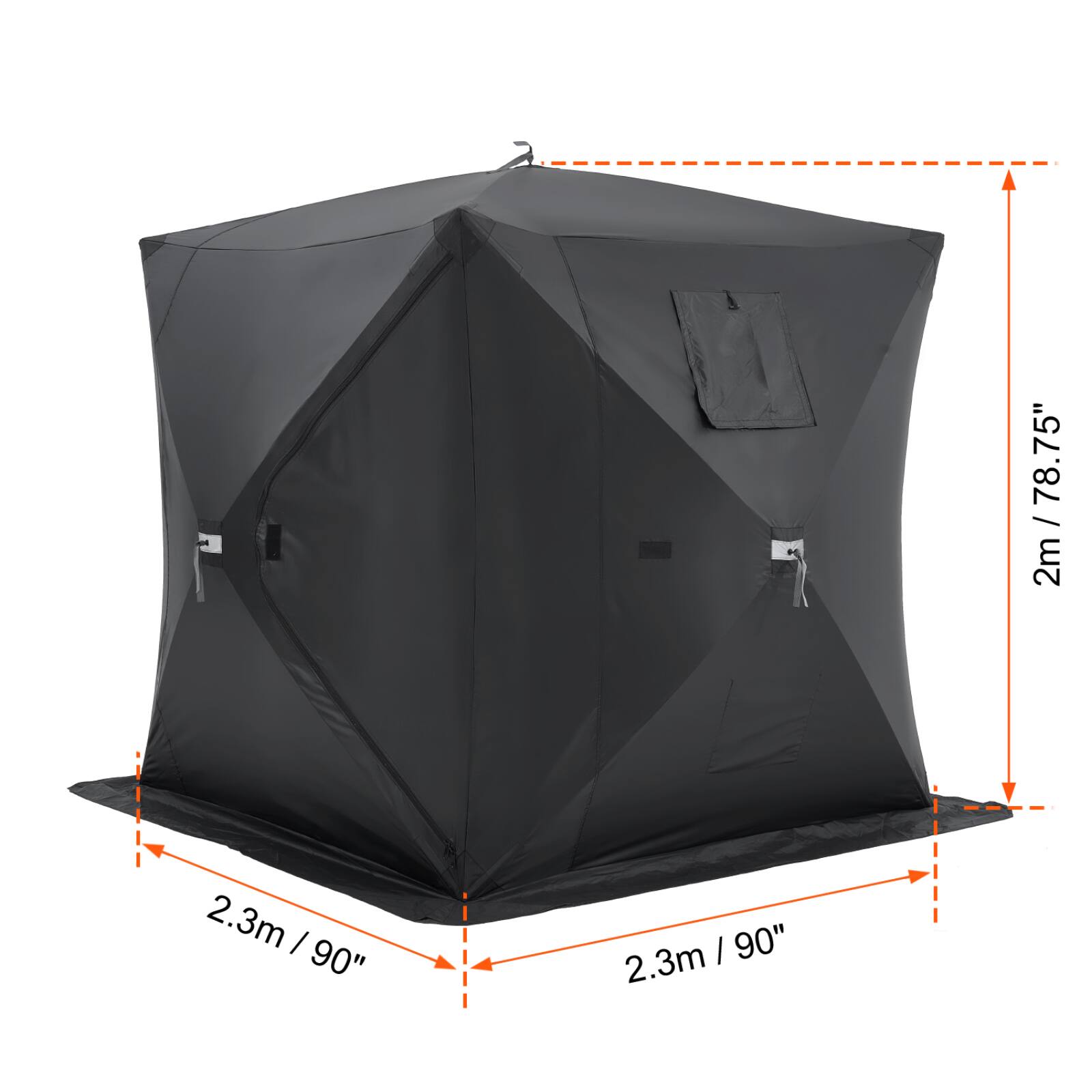 VEVOR Portable Ice Shelter, 3 4 Person Pop Up Ice Fishing Tent, 43