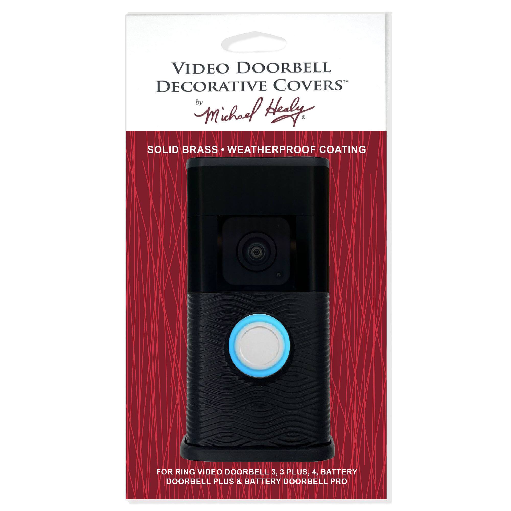 VIDEO DOORBELL DECORATIVE COVERS by Michael Hely - SOLID BRASS WEATHERPROOF COATING FOR RING VIDEO DOORBELL 3, 3 PLUS, 4, BATTERY DOORBELL PLUS & BATTERY DOORBELL PRO