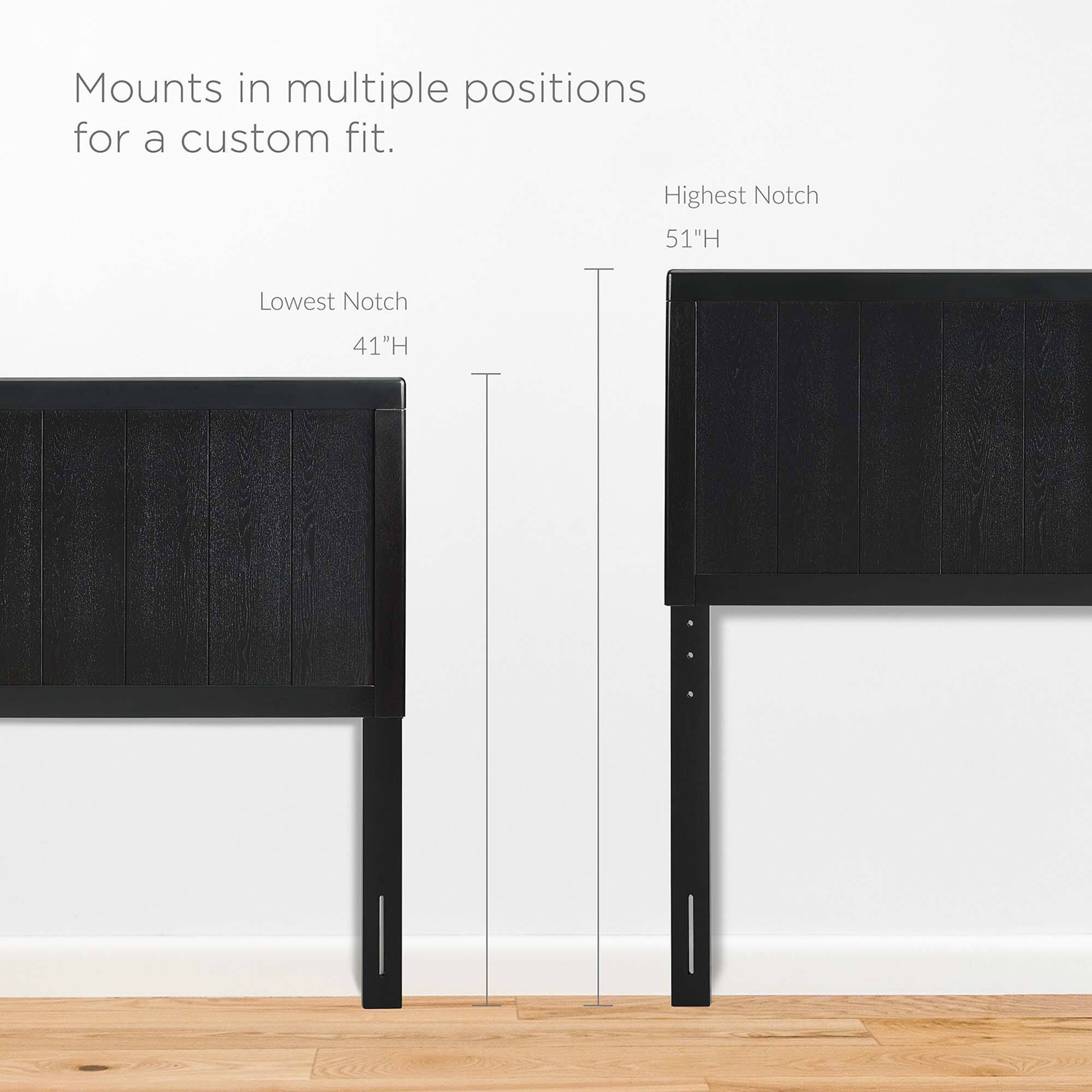 Mounts in multiple positions for a custom fit.

Lowest Notch 41"H

Highest Notch 51"H